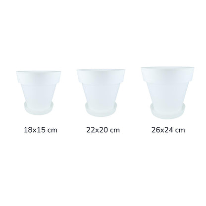 Pack maceta con plato color blanco Tes 22 x 20 cm