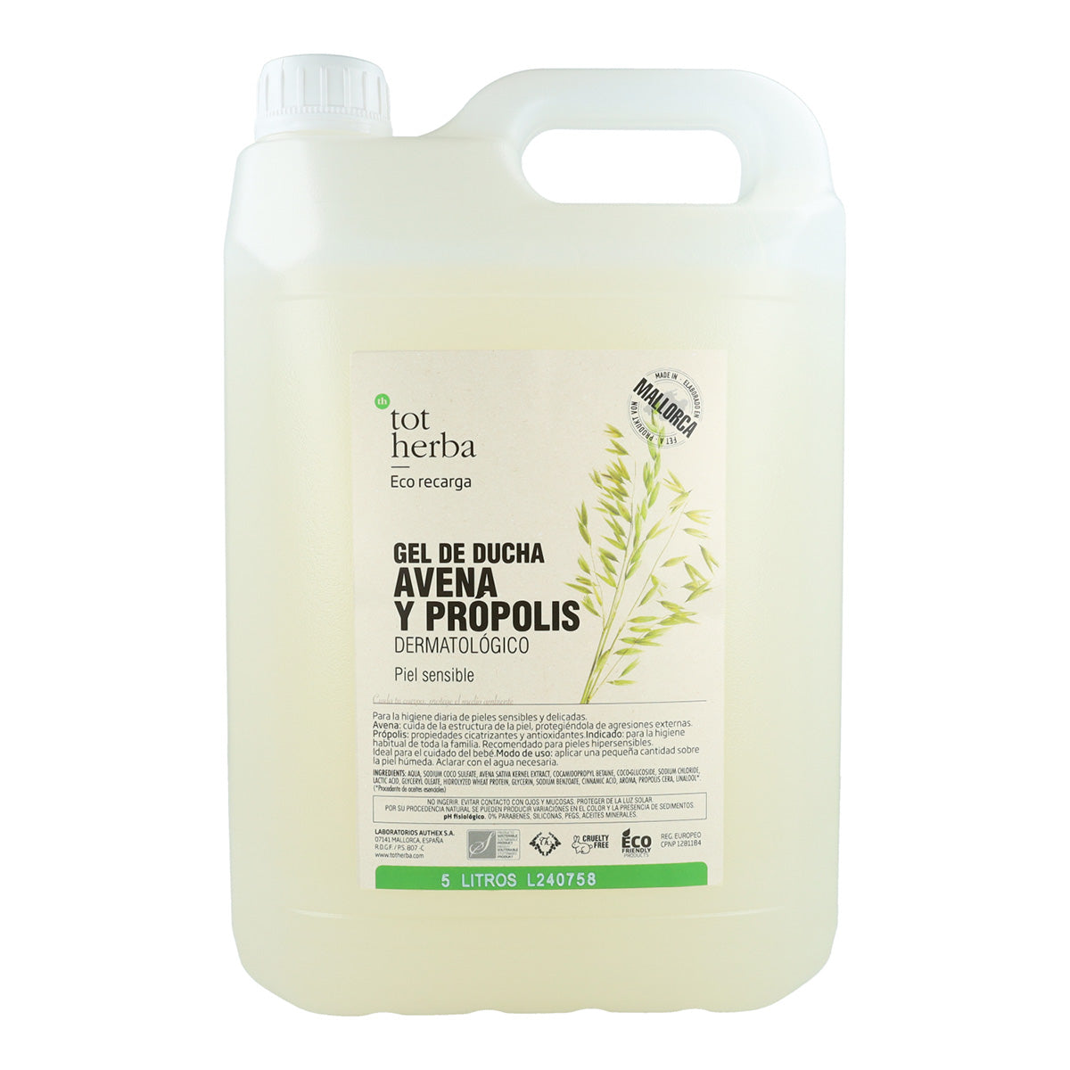2x Gel de ducha dermatológico de avena Tot Herba 5L