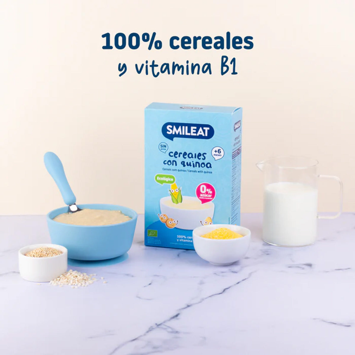 Pack 2x Papilla de cereales Sin Gluten con Quinoa Eco Smileat, 200g
