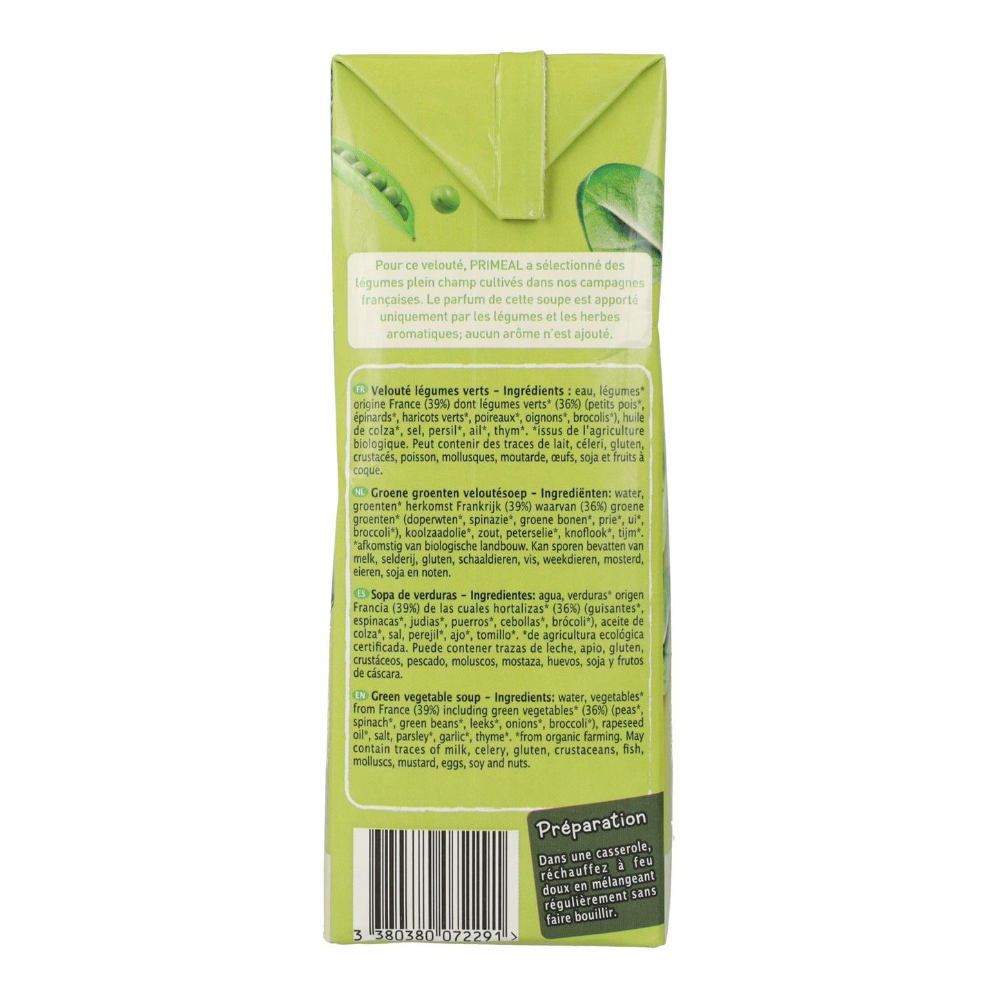 Crema de verduras verdes Priméal, 1 L