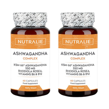 Pack 2x Nutralie Ashwagandha con vitamina B6 y B12, 60 Cápsulas