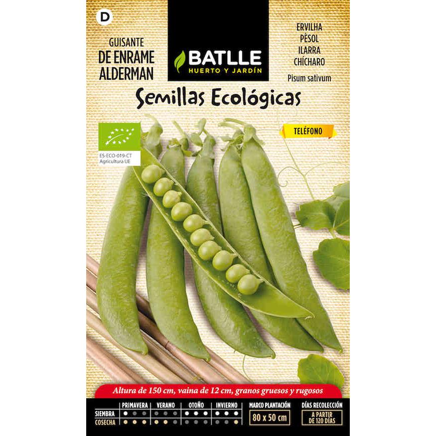 Semillas ecológicas de Guisante 1/2 enrame Alderman Batlle