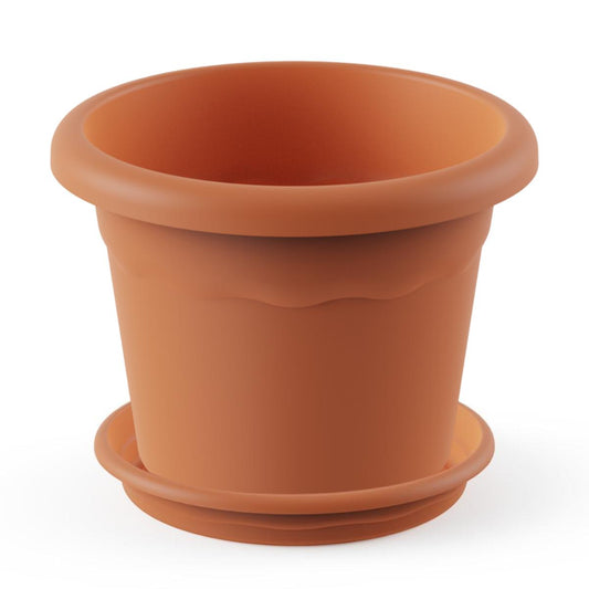 Pack maceta redonda con plato color terracota Terra 30 x 22 cm