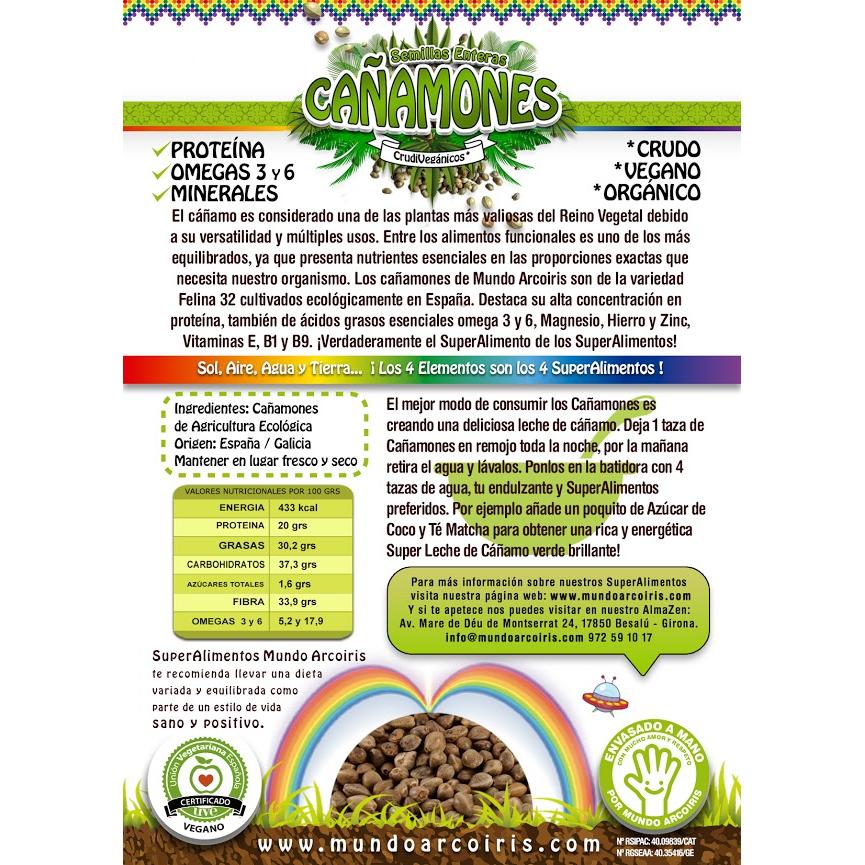 Cáñamo semillas enteras  ecológico