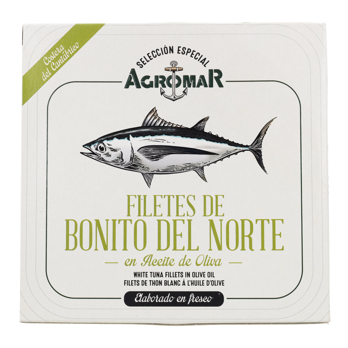 Filetes de Lomo Bonito del Norte en Aceite de Oliva Costera del Cantábrico en Lata AGROMAR 550 g (350 g escurrido)
