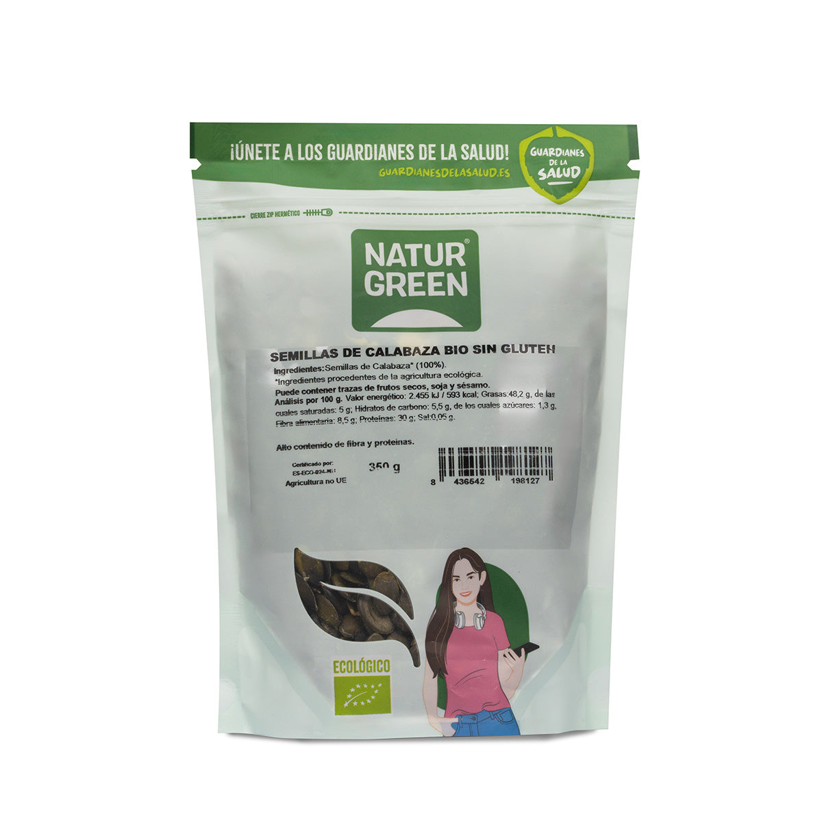 Semillas de calabaza bio, Naturgreen, 350 g