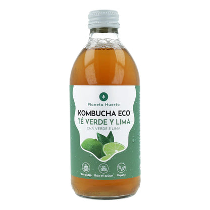 Pack 12x Kombucha ECO té verde y lima Planeta Huerto 330 ml