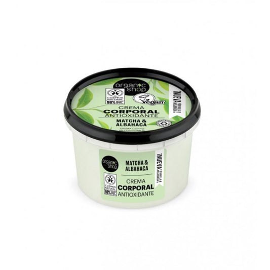 Crema corporal antioxidante matcha y albahaca, Organic Shop 250 ml