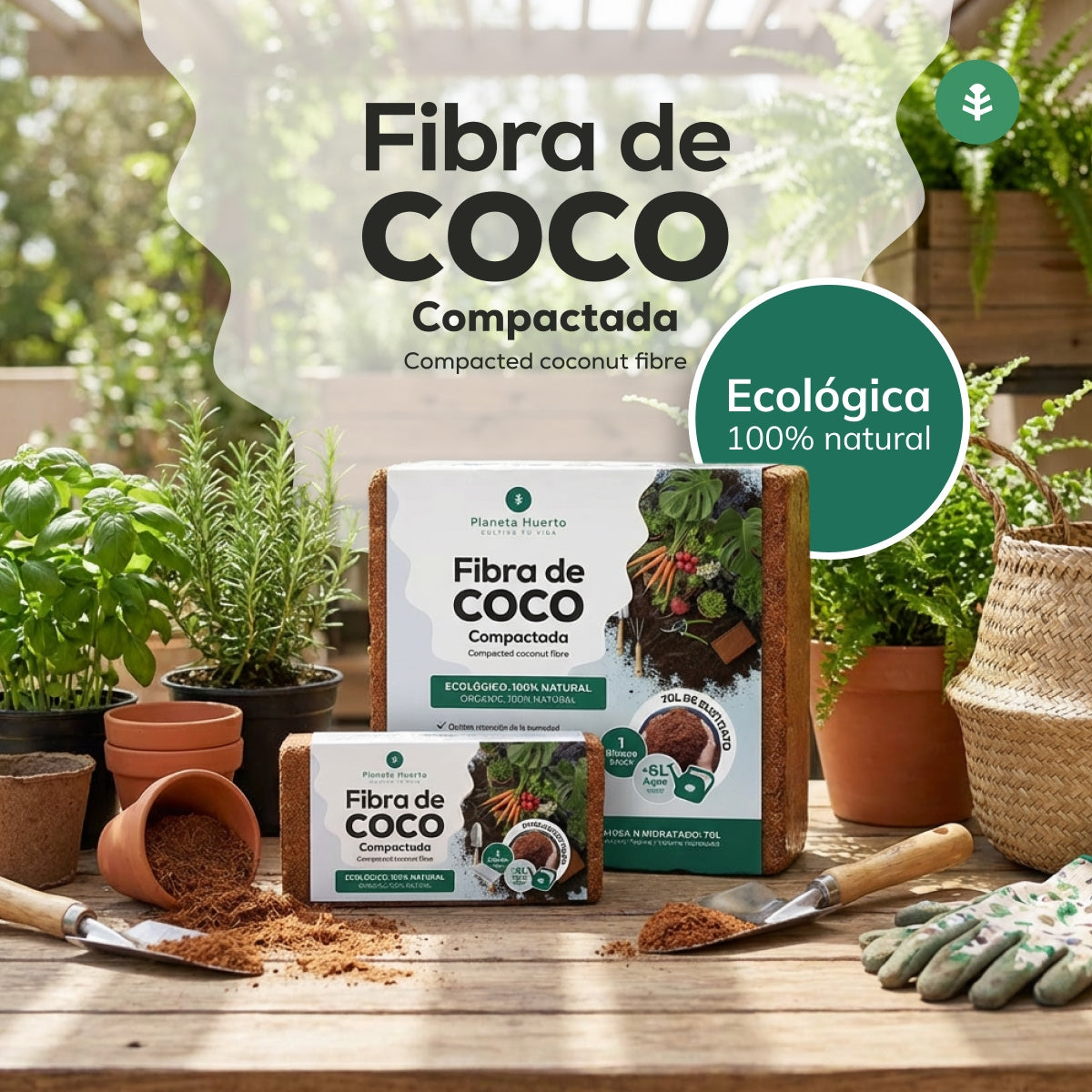Sustrato Fibra de Coco Planeta Huerto 27 Litros