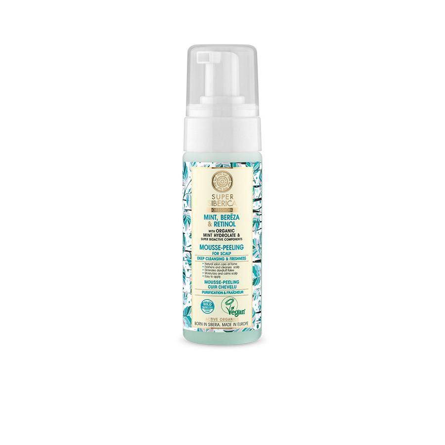 Mousse-Peeling para cabello Graso con Menta, Abedul y Retinol Natura Siberica 170 ml