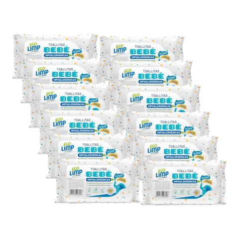 Pack 12x Toallitas Bebé  Mimidu ECO 60 Uds