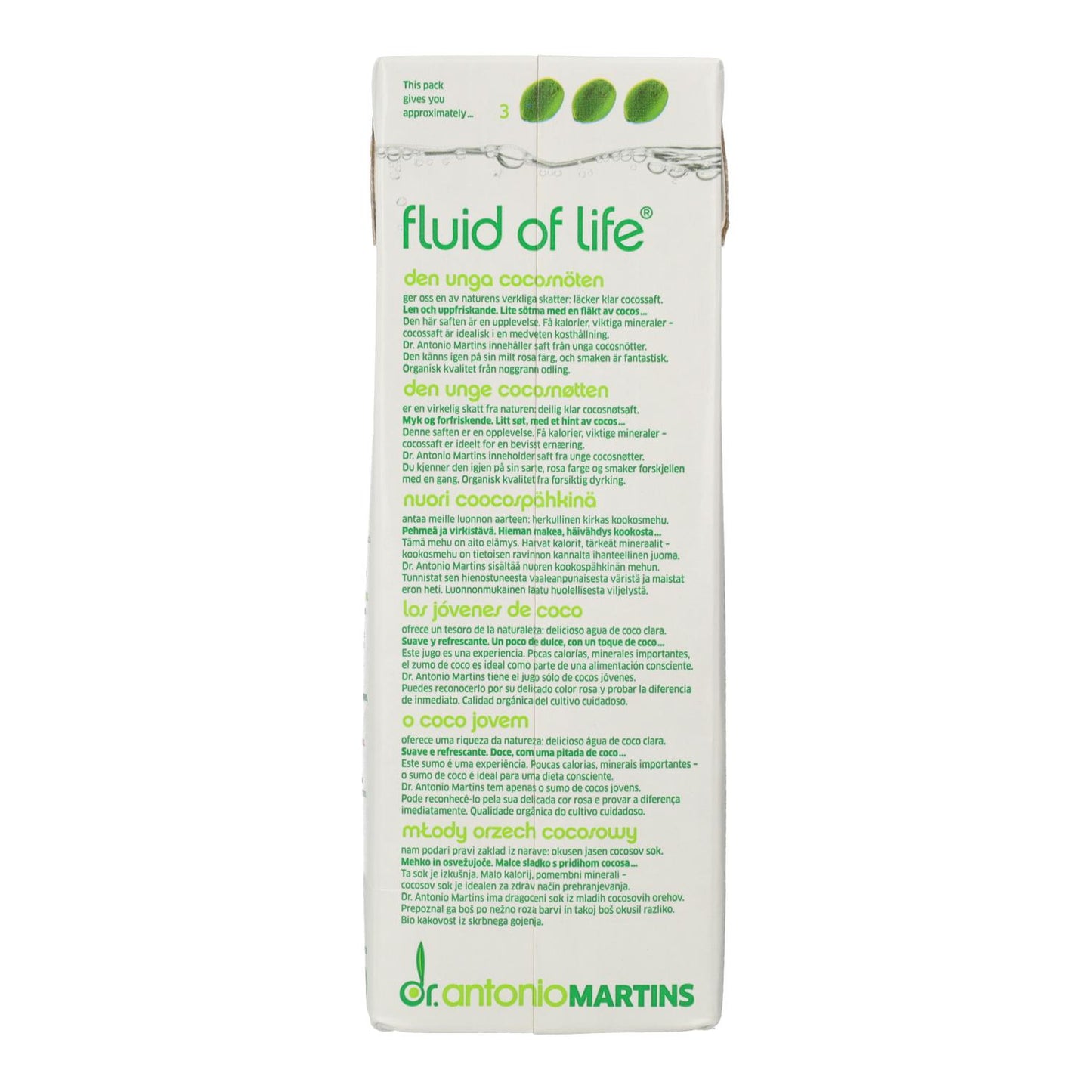 Pack 6x Agua de Coco Natural Dr. Martins 1 L