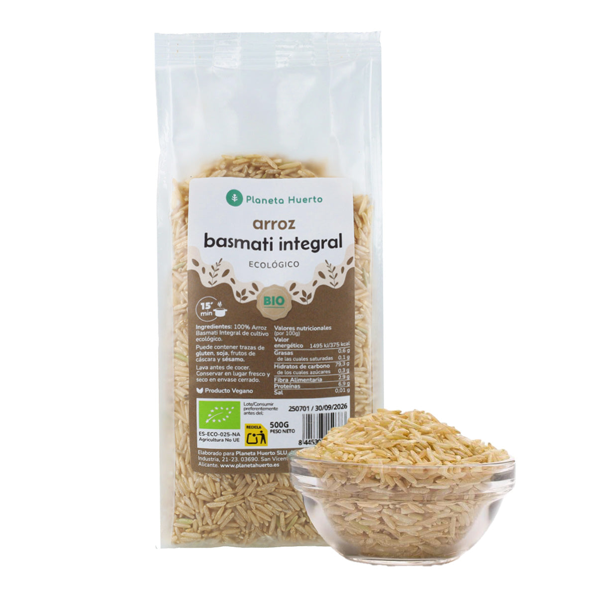 Pack 2x Arroz Basmati integral ECO Planeta Huerto 500 g