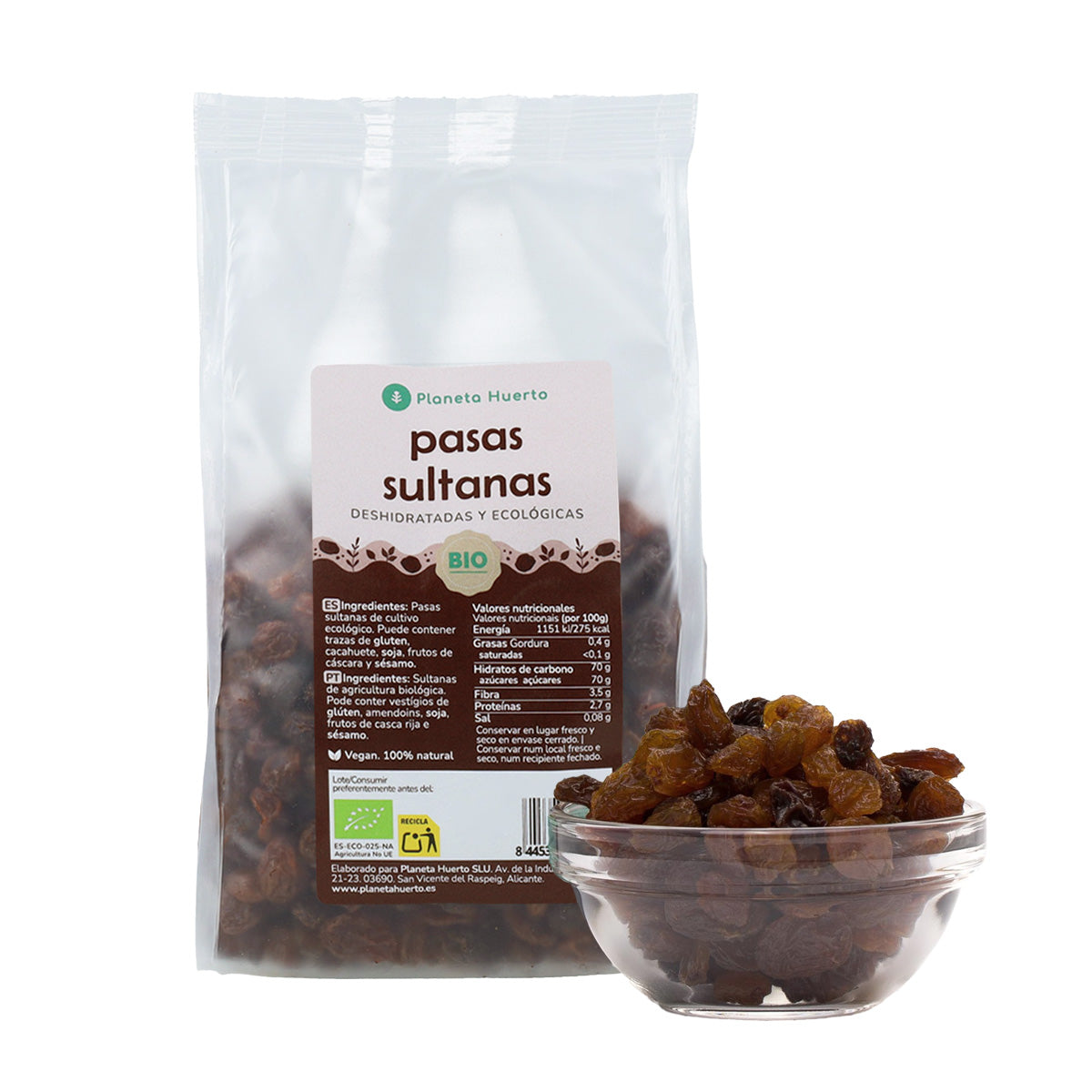 Pasas sultanas ECO, Planeta Huerto, 250 g