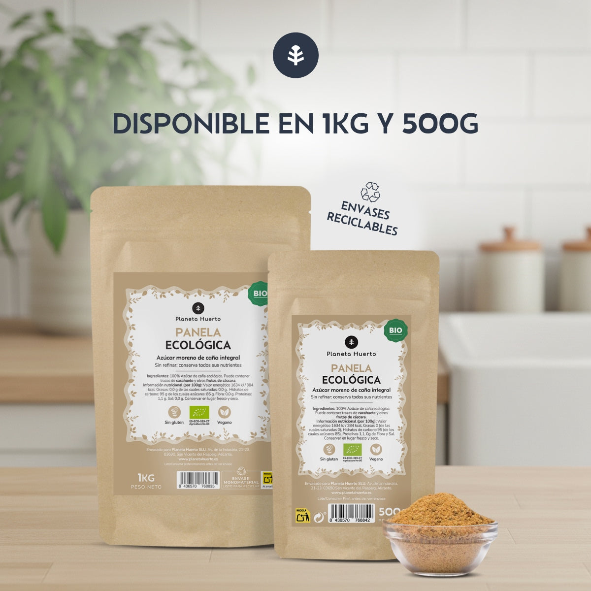 Pack 2x Azúcar Panela ECO Planeta Huerto 1kg