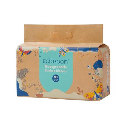 ECOBOOM - Pañal Ecológico de BAMBÚ Eco Boom. 70% Biodegradable, Hipoalergénico (TALLA 1/NB < 3KG, PACK 6 BOLSAS, TOTAL 204 PAÑALES)