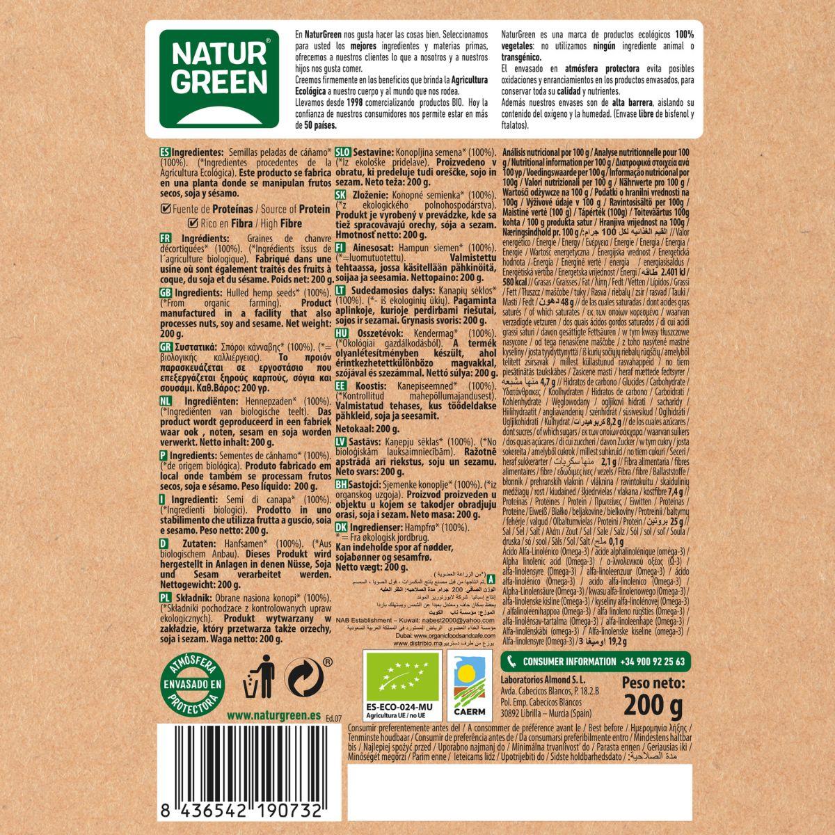 Semillas de Cáñamo peladas Naturgreen