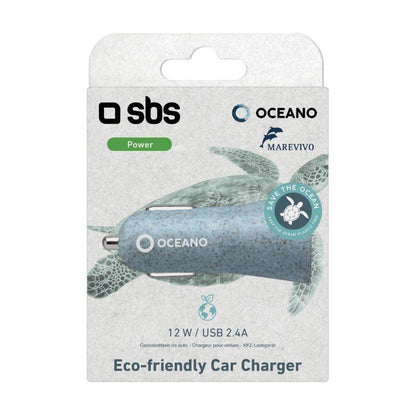 Cargador de viaje de 10 W de plástico reciclado - carga rápida, color azul SBS