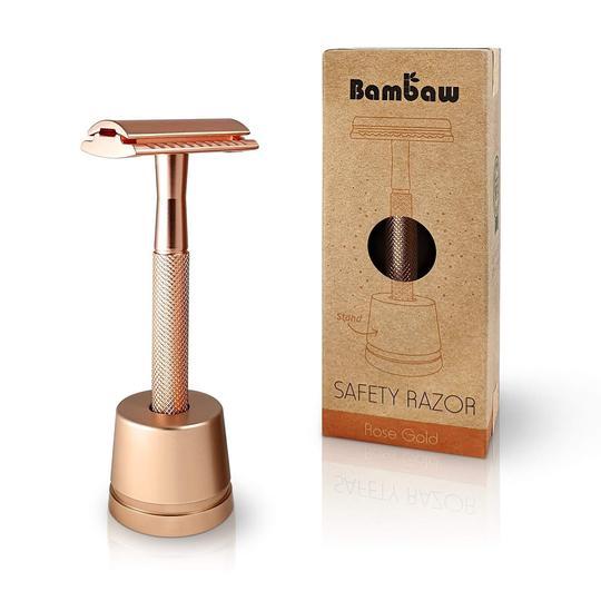 Maquinilla de afeitar de metal con soporte Bambaw