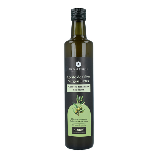 Aceite de oliva virgen extra de cosecha temprana verde sin filtrar Planeta Huerto 500 mL