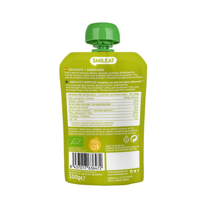 Pouch aguacate y arandanos ECO Smileat, 100gr