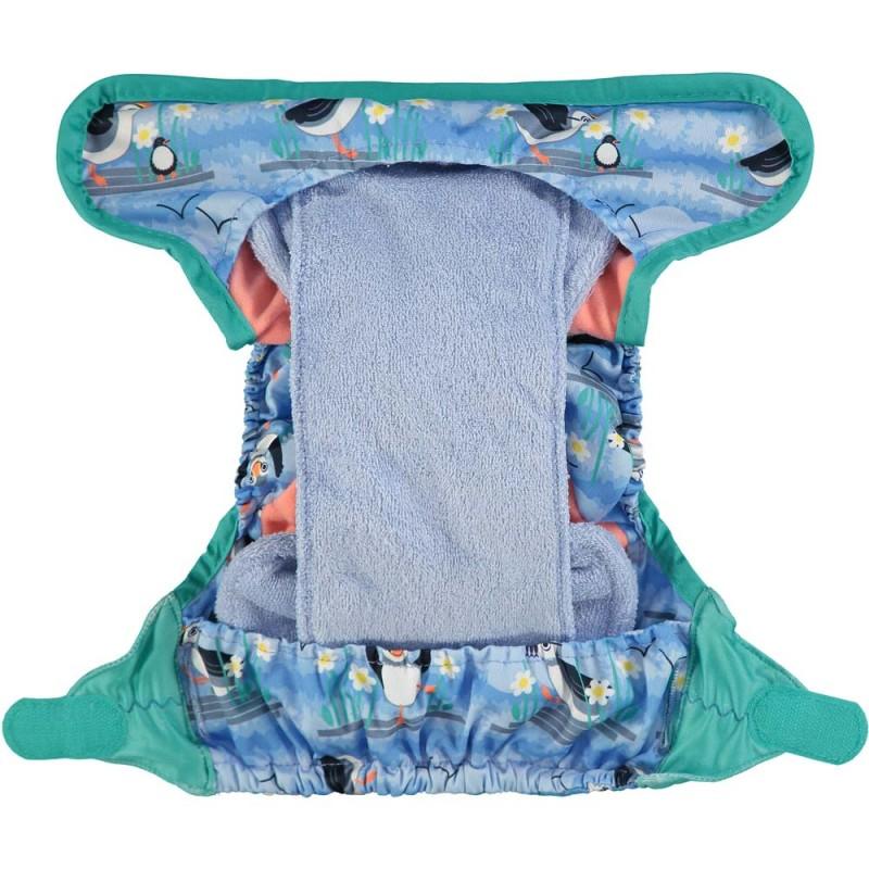 Pañal de Tela de Bambú blue Puffin Close Pop-In Velcro