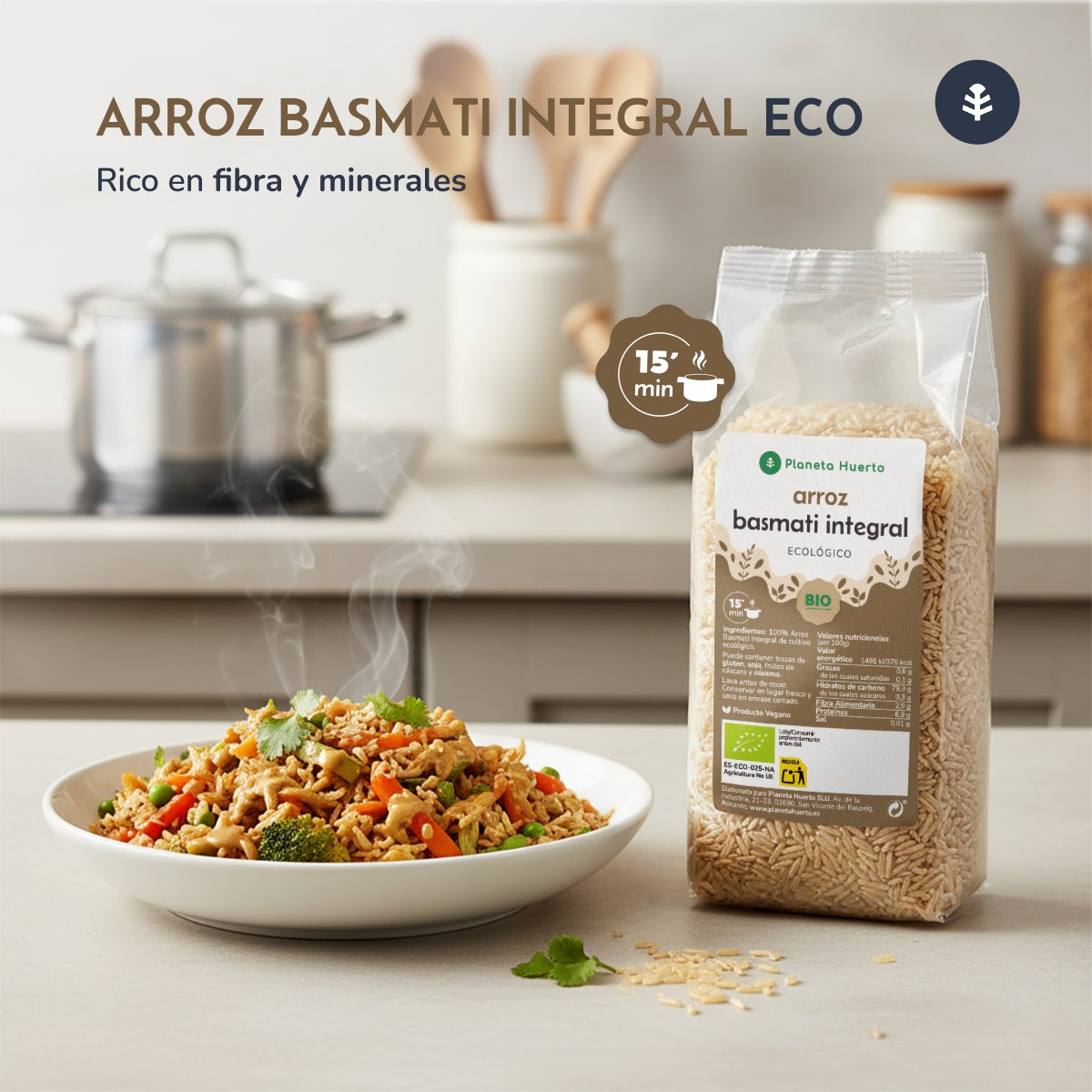 Arroz Basmati integral ECO Planeta Huerto 500 g