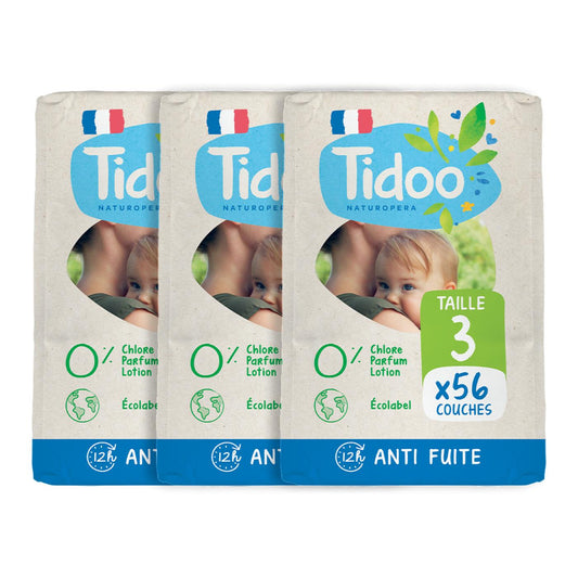 Pack Pañales T3 Midi (4/9 kg) Tidoo 168 uds