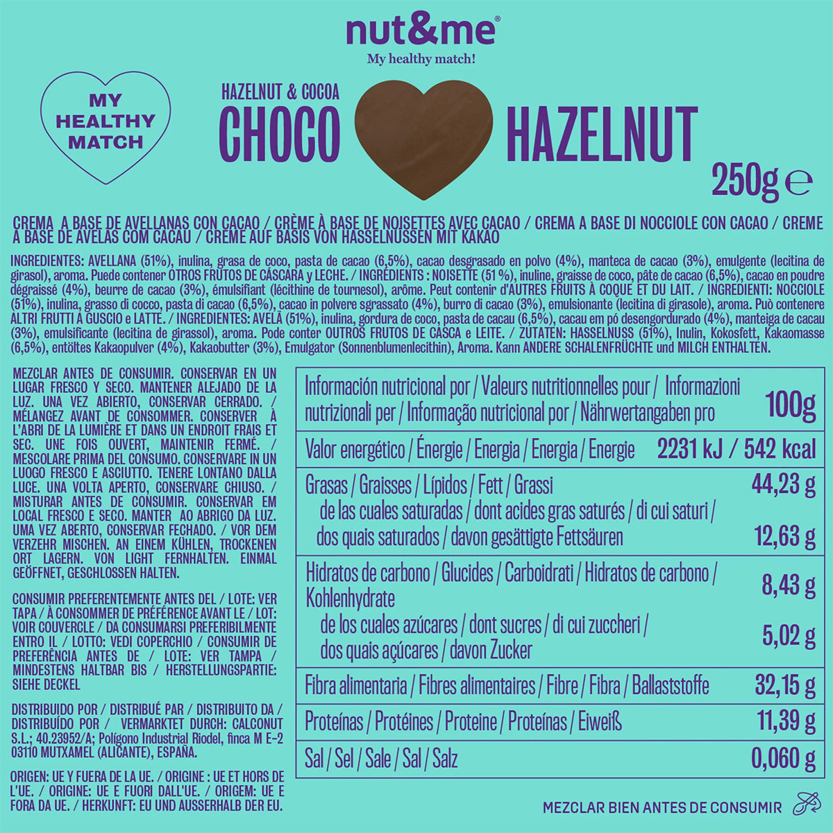 Crema de cacao y avellana Nut&me 250g
