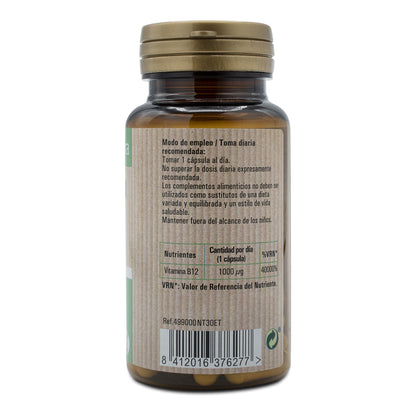 Vitamina B12, 30 cápsulas vegetales. NaturTierra