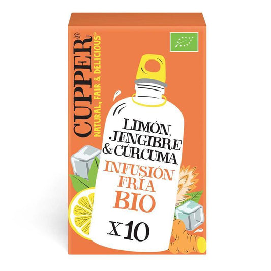Infusion Fria Con Limon, Jengibre Y Curcuma Bio Cupper 10 Bolsas