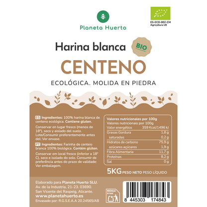 Harina Blanca de Centeno Eco Planeta Huerto 5 Kg