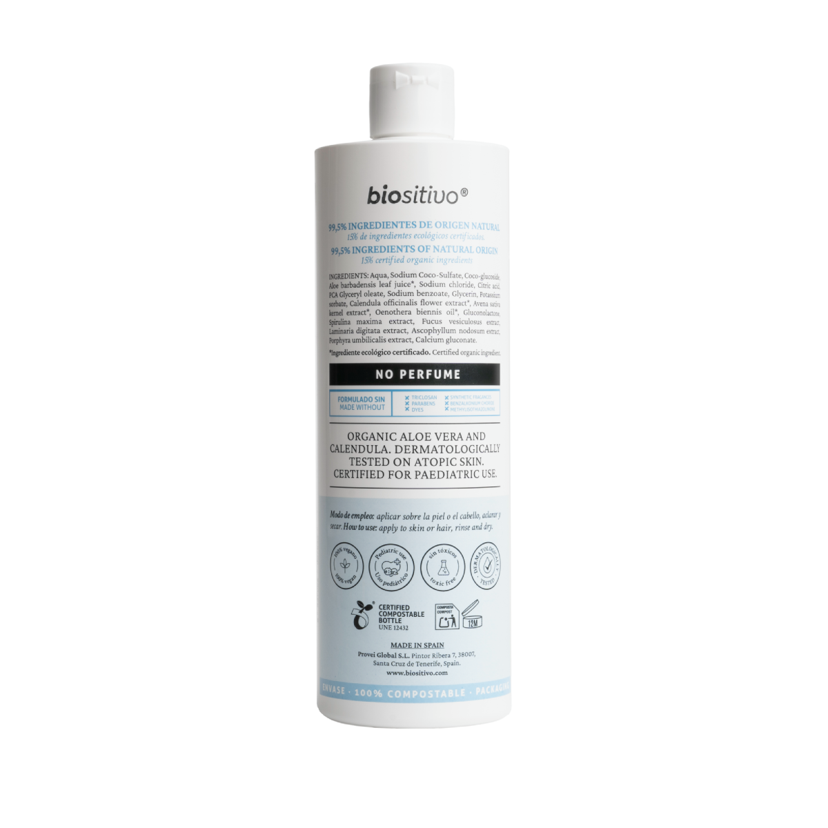 Gel de baño y Champú Bebés Biositivo 500ml