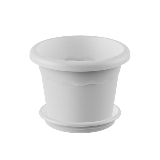 Pack maceta redonda con plato color blanco Terra 22 x 16 cm