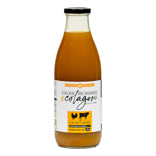 Caldo de huesos ecológico con verduras cúrcuma y jengibre Ecolagen 1L