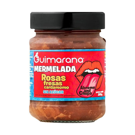 Mermelada sin azúcar de rosas, fresas y cardamomo Guimarana 205 g