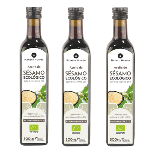 Pack 3x Aceite de Sésamo prensado en frío ECO Planeta Huerto 500 ml