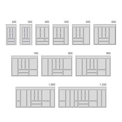 Emuca Cubertero Optima para cajón de cocina, módulo 900 mm, Plástico, Gris