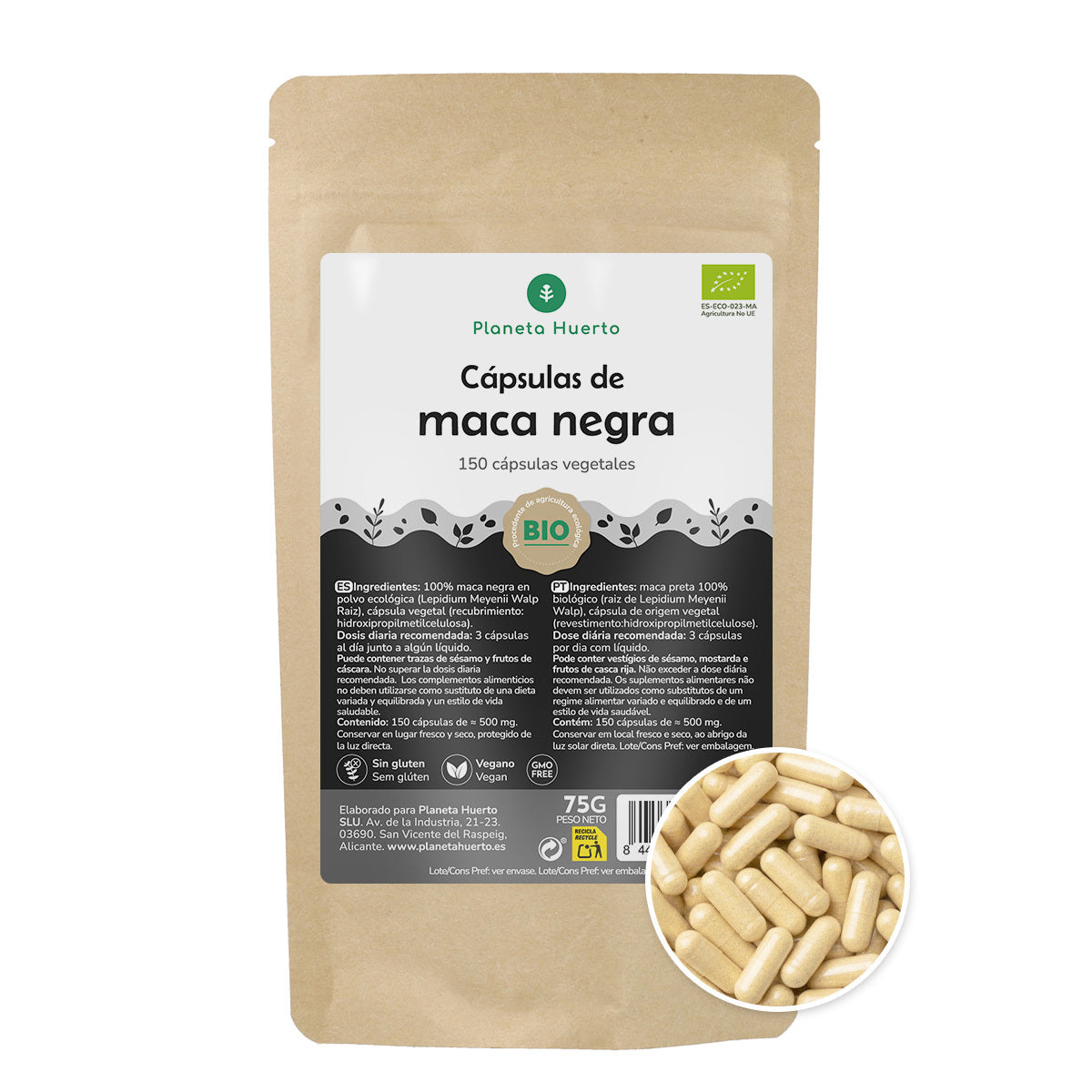 Maca Negra BIO Planeta Huerto 150 cápsulas