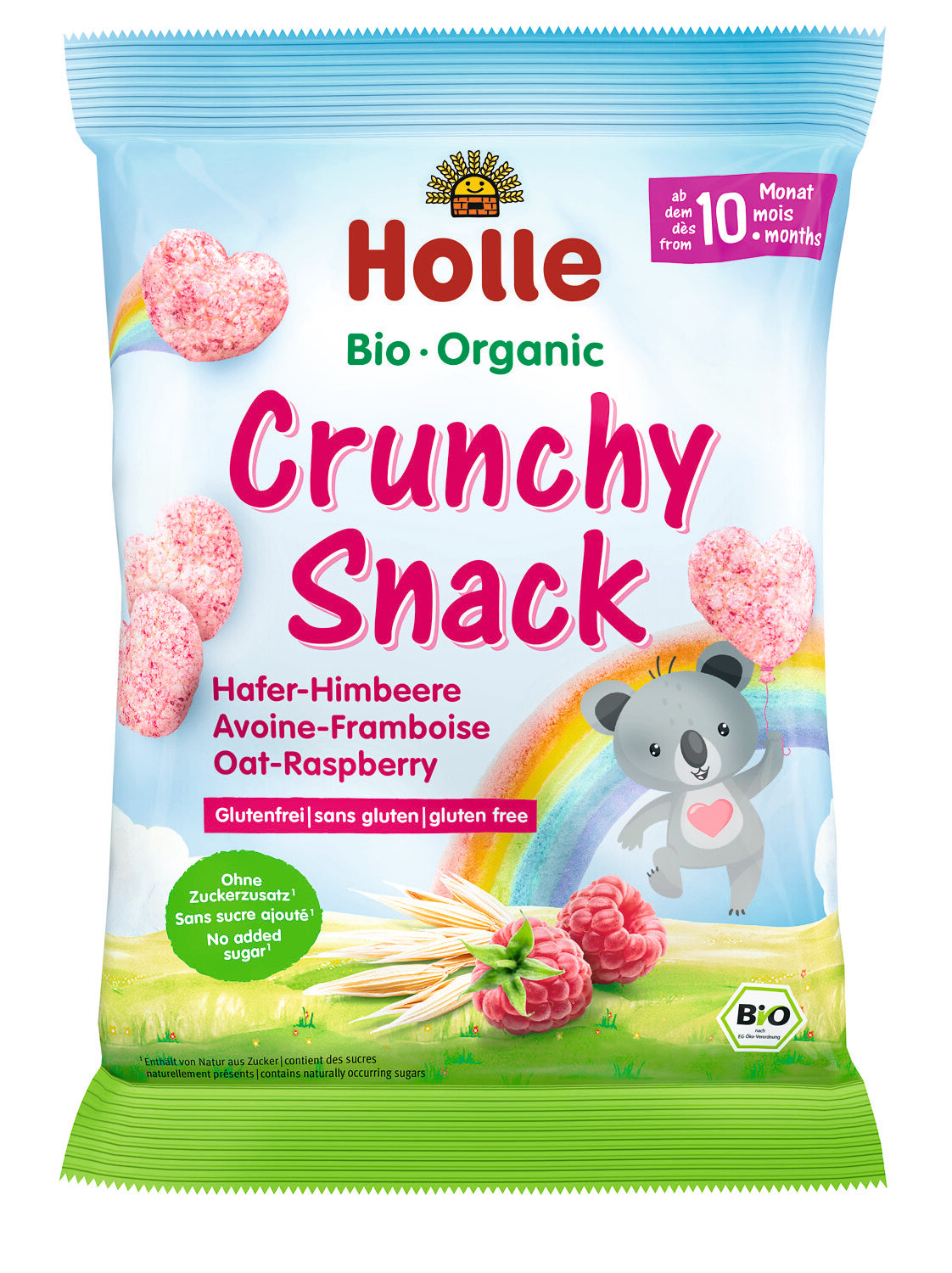 Snack crujiente de Avena y Frambuesa Bio para Bebés a partir 10 meses Holle 30gr