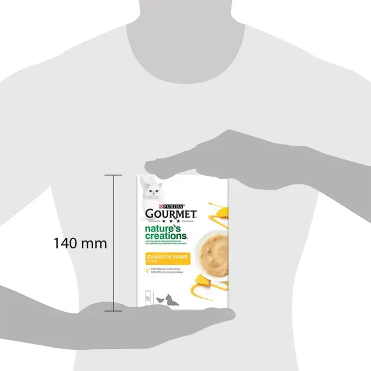 GOURMET Nature's Creations Exquisito Puré Snack Liquido con Pollo y Calabaza 5x10g