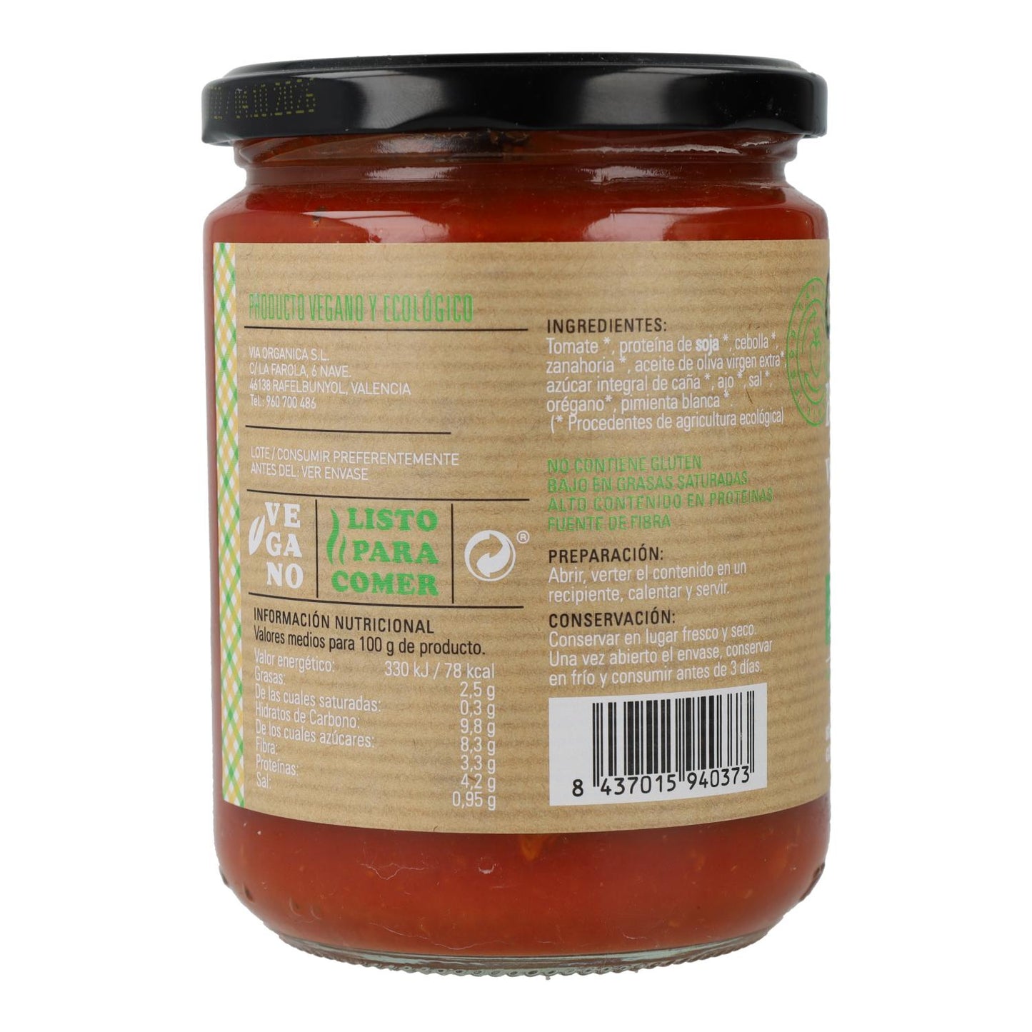 Salsa Boloñesa Vegana Carlota 425 g