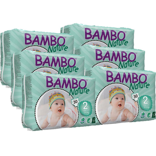 Pack ahorro Pañal Bambo mini T2, 3-6Kg Bambo Nature 180 Uds