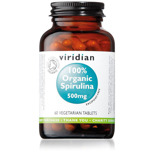 100% Espirulina Orgánica 500 mg 60 cápsulas