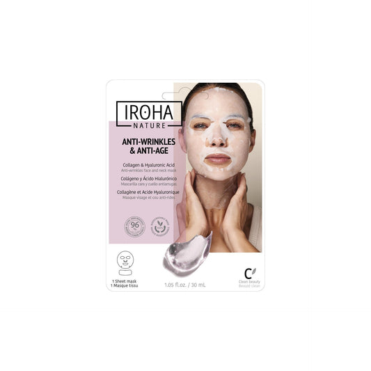 Mascarilla Facial y Cuello Tisú Antiarrugas y AntiAge Colágeno Iroha Nature 30 ml