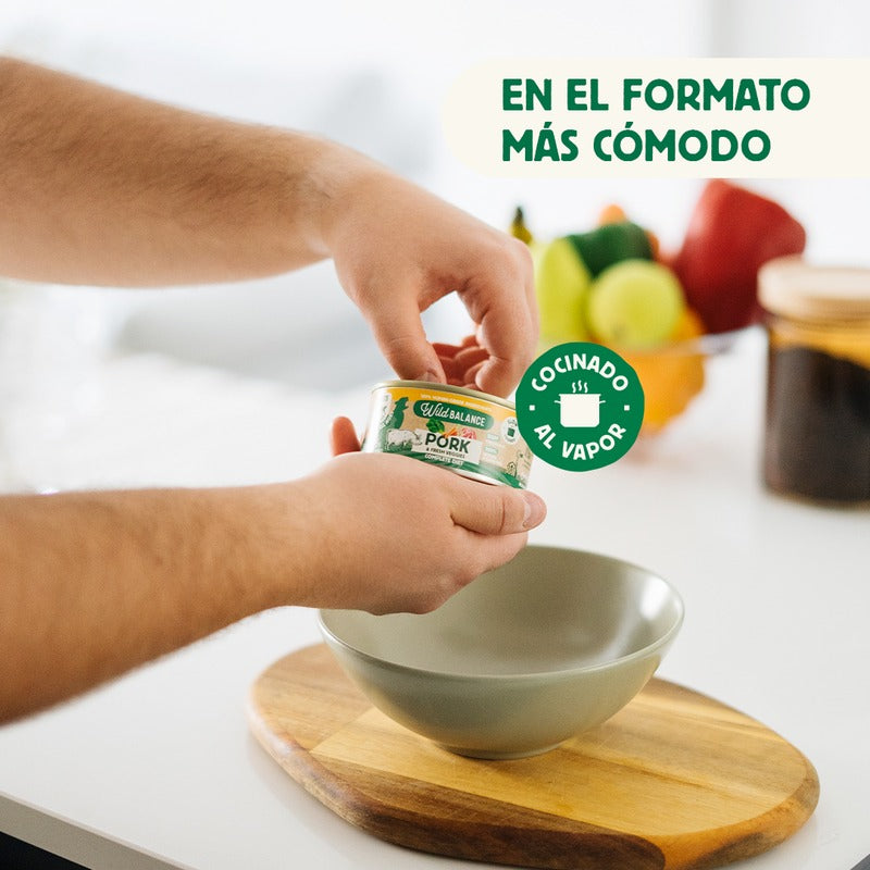 Lata de cerdo y verduras BARF para gatos Wild Balance 120 gr
