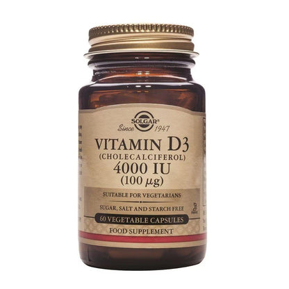 Vitamina D3 (Colecalciferol) 4000 UI (100 μg) 60 cápsulas vegetales Solgar 120 cápsulas vegetales