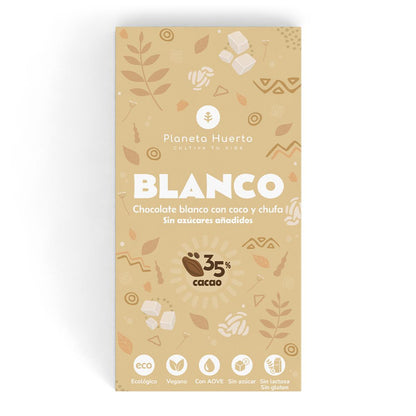 Tableta chocolate blanco vegano 35% sin azúcares añadidos Planeta Huerto 70 gr