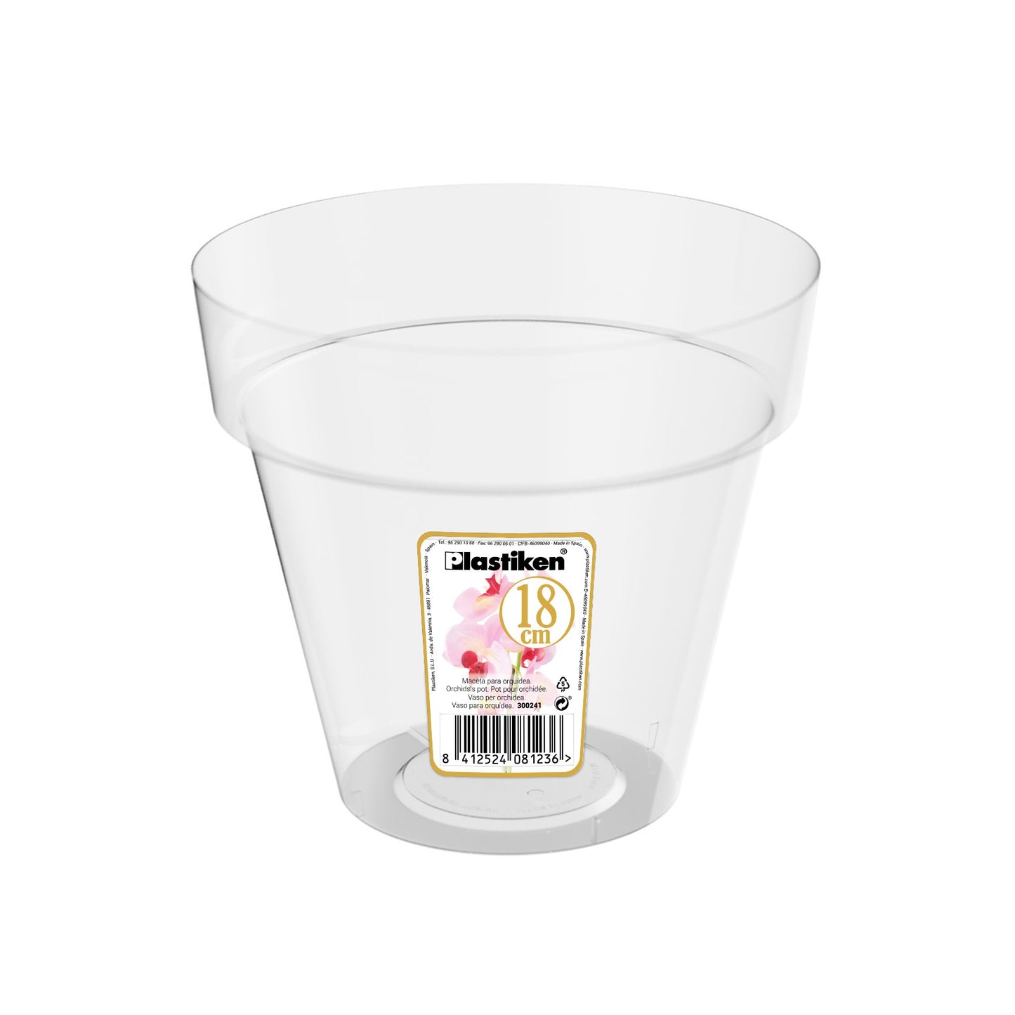 Tiesto para orquídeas transparente Tes ⌀14