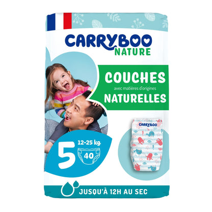 Pañales Carryboo Nature Pañales y coles naturales, talla 5 (12-25kg)